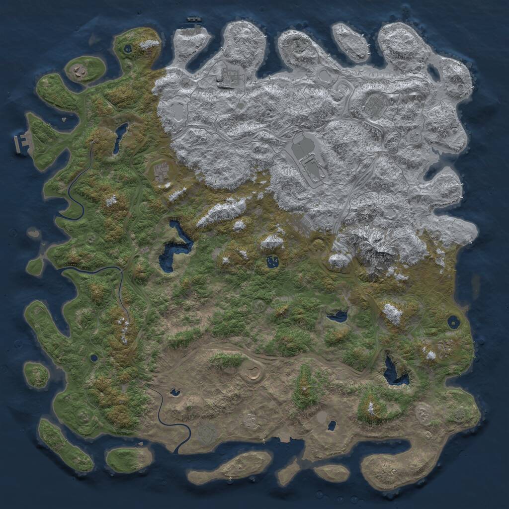 Rust Map: Procedural Map, Size: 6000, Seed: 904350, 17 Monuments