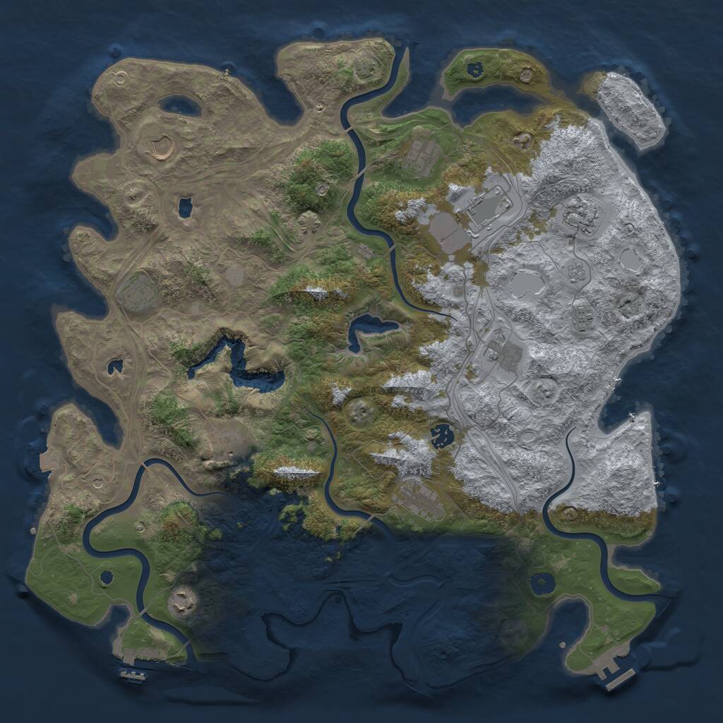 Rust Map: Procedural Map, Size: 4500, Seed: 1069043, 17 Monuments