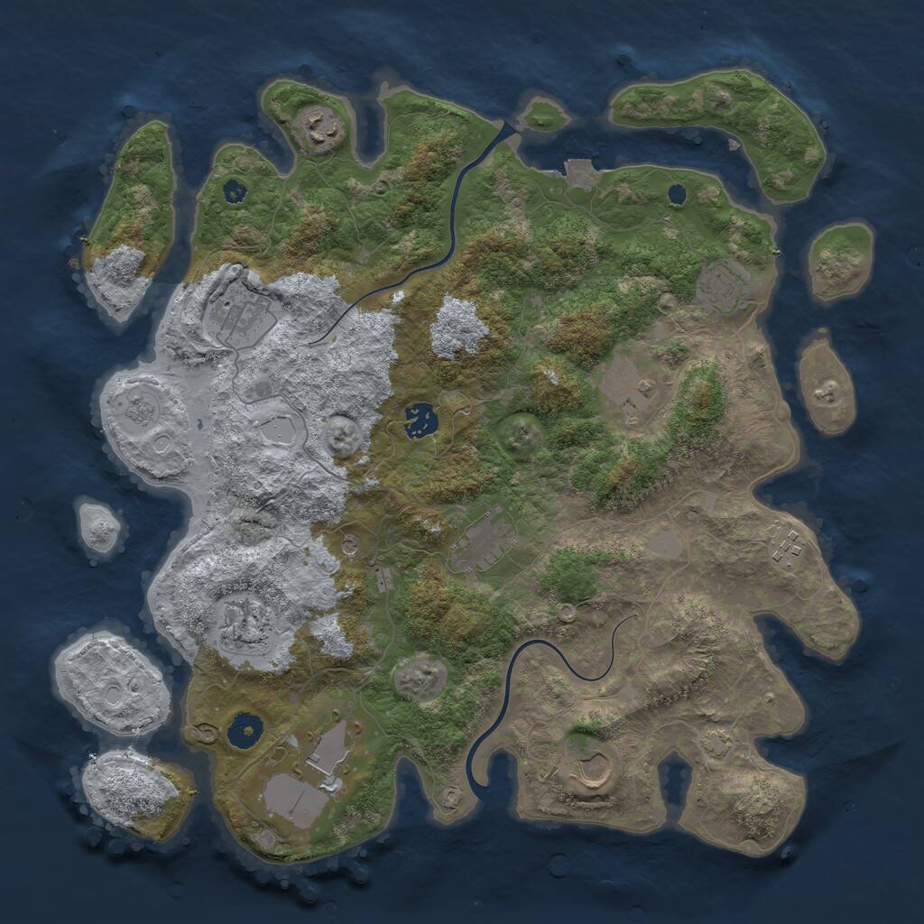 Rust Map: Procedural Map, Size: 3950, Seed: 12345, 14 Monuments