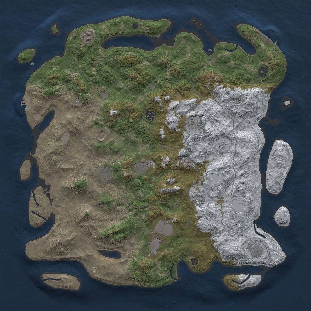 Rust Map: Procedural Map, Size: 4500, Seed: 3416465, 19 Monuments