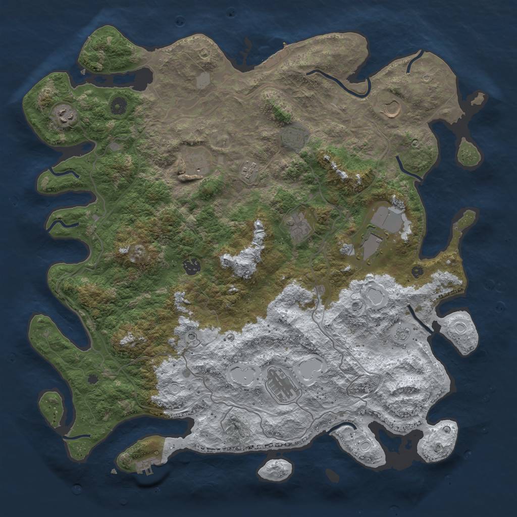 Rust Map: Procedural Map, Size: 4500, Seed: 1325925, 18 Monuments