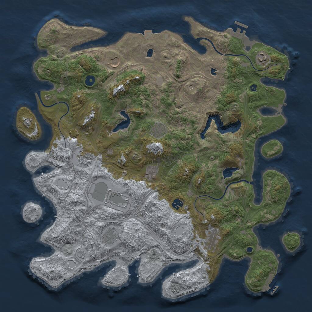Rust Map: Procedural Map, Size: 4500, Seed: 3981317, 16 Monuments