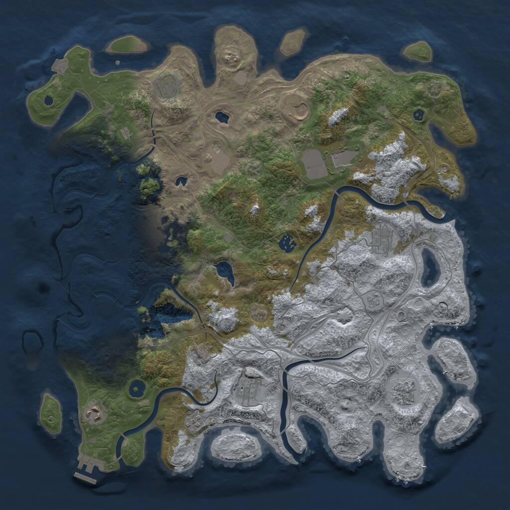 Rust Map: Procedural Map, Size: 4500, Seed: 2435610, 16 Monuments