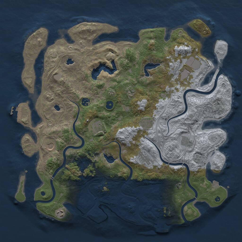 Rust Map: Procedural Map, Size: 4500, Seed: 409377, 16 Monuments