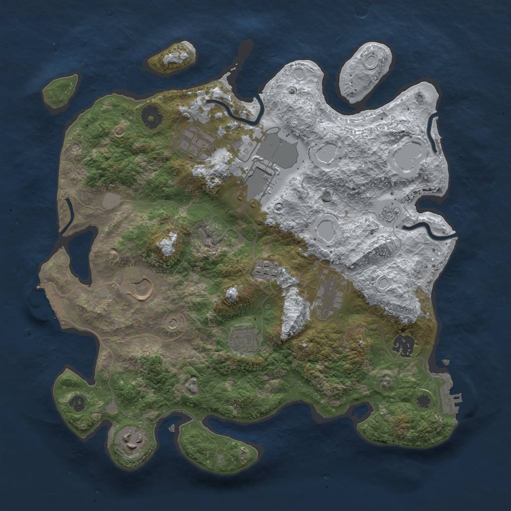 Rust Map: Procedural Map, Size: 3500, Seed: 827891720, 17 Monuments