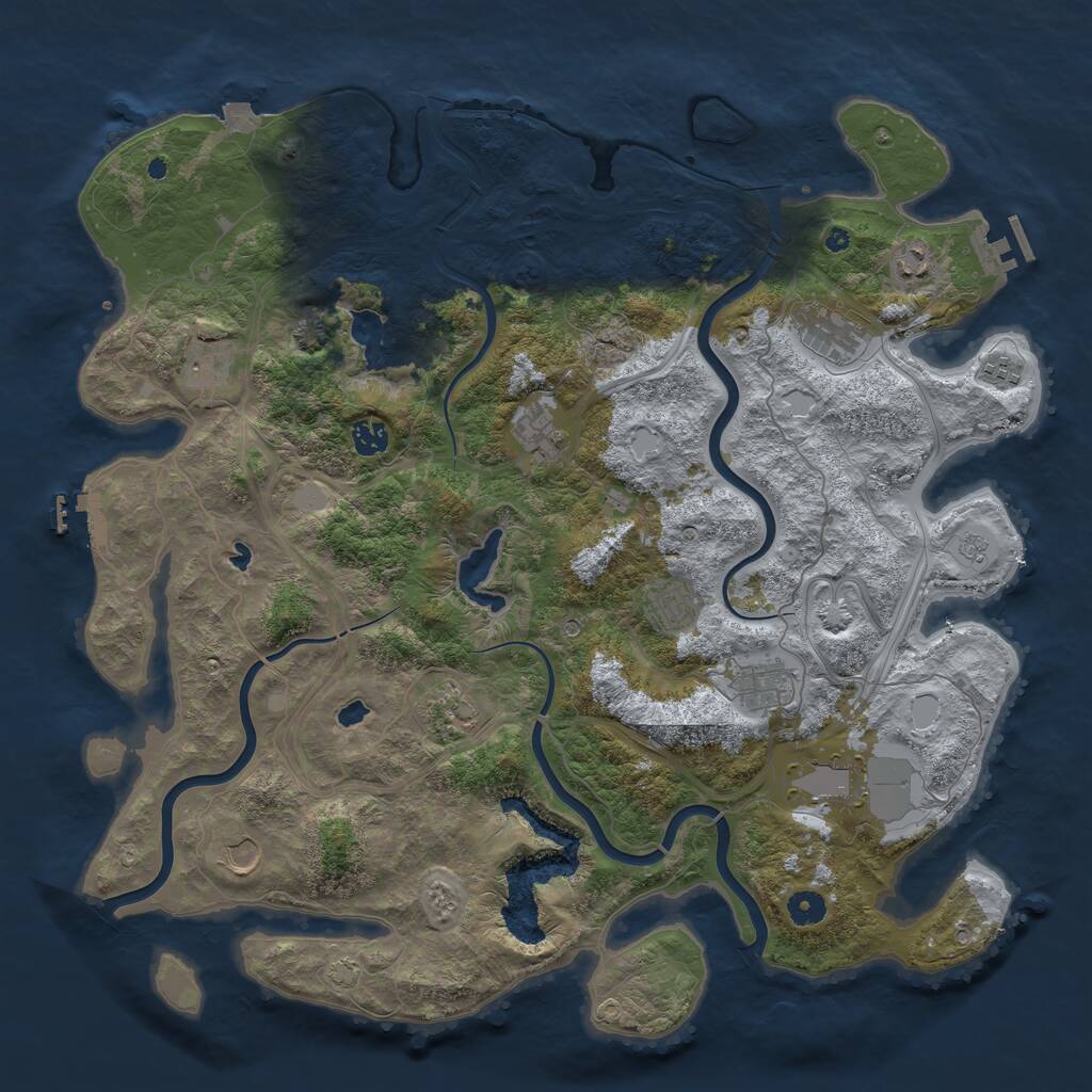 Rust Map: Procedural Map, Size: 4500, Seed: 2884270, 17 Monuments
