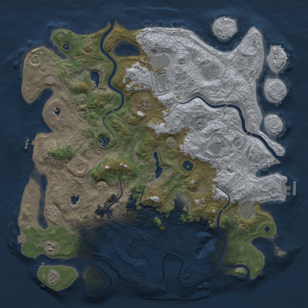 Rust Map: Procedural Map, Size: 4500, Seed: 372256, 16 Monuments