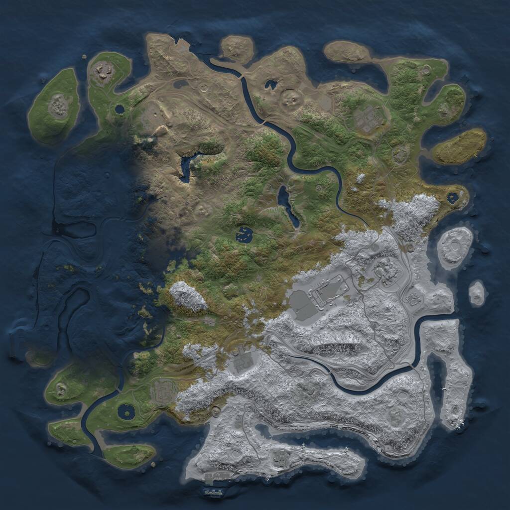 Rust Map: Procedural Map, Size: 4500, Seed: 2781102, 16 Monuments