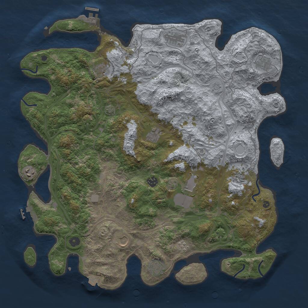 Rust Map: Procedural Map, Size: 4500, Seed: 2850777, 17 Monuments