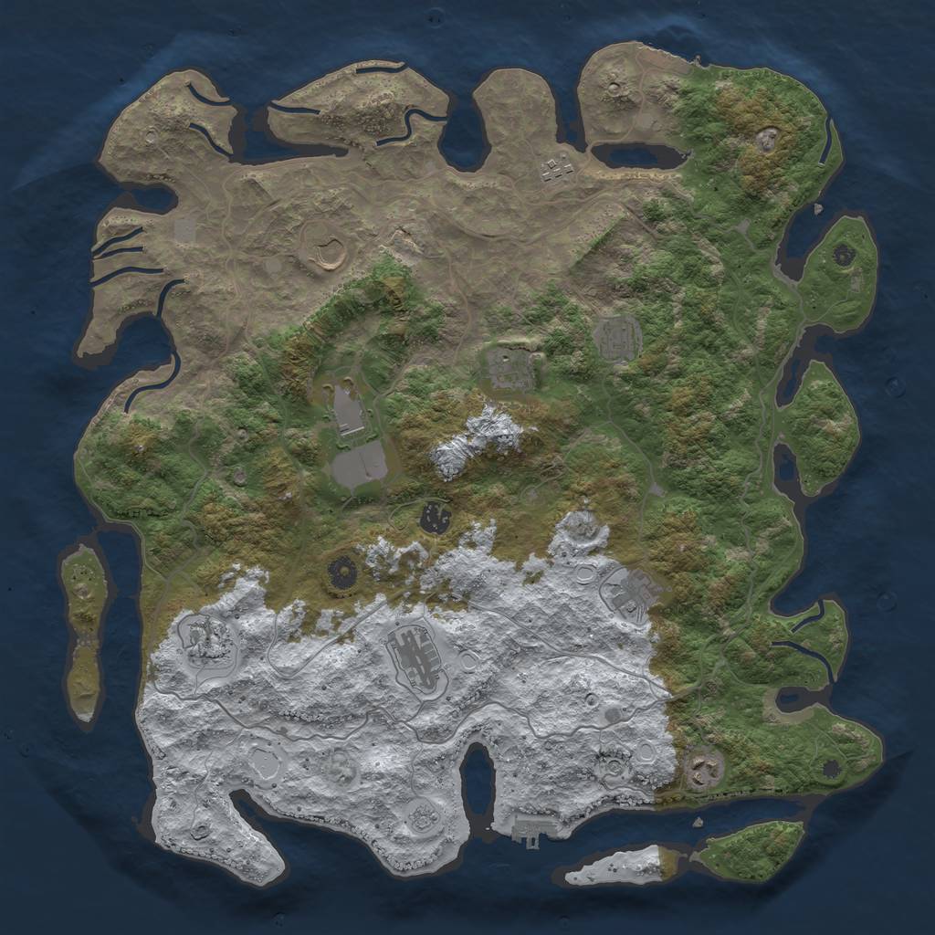 Rust Map: Procedural Map, Size: 4500, Seed: 2872360, 19 Monuments