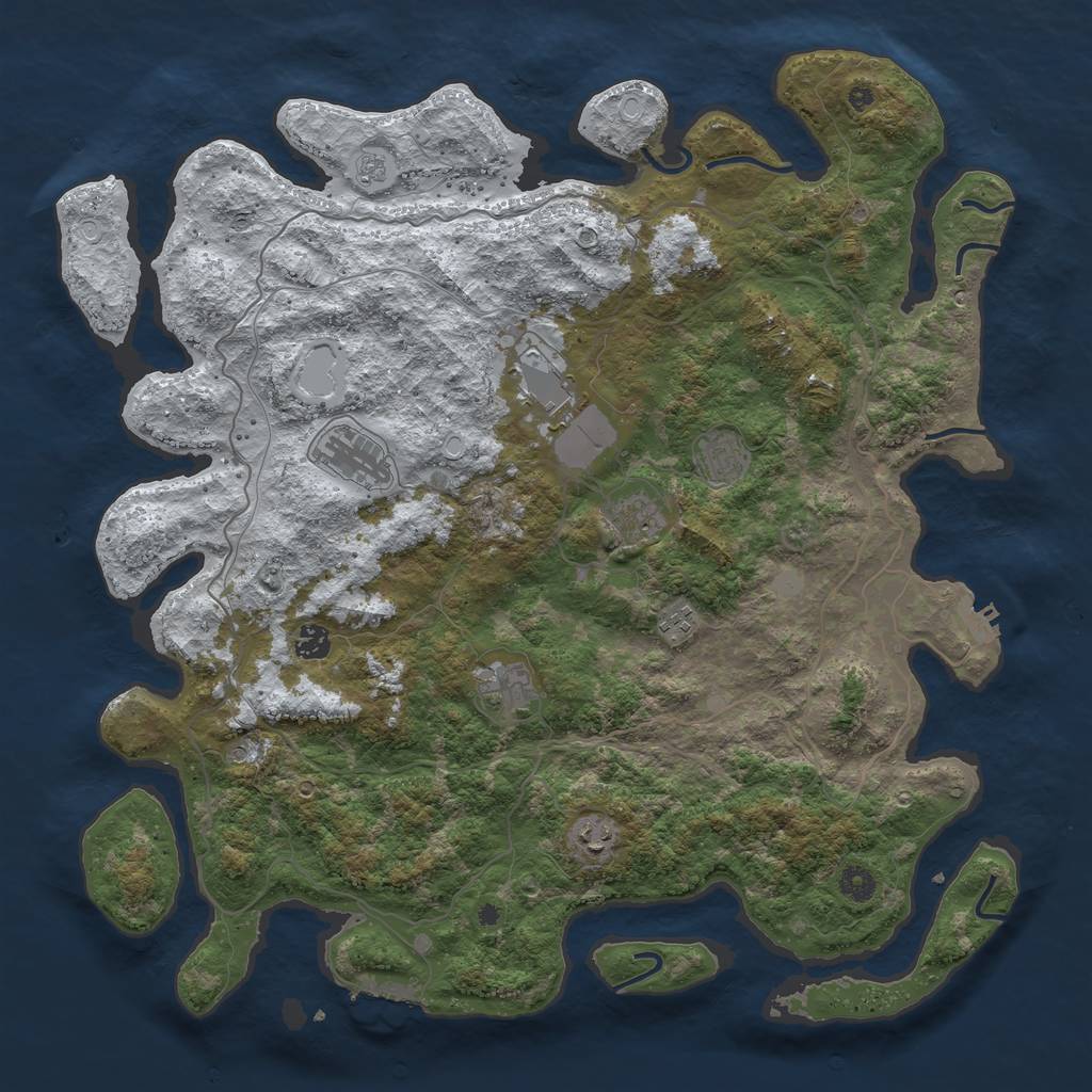 Rust Map: Procedural Map, Size: 4500, Seed: 3901445, 17 Monuments