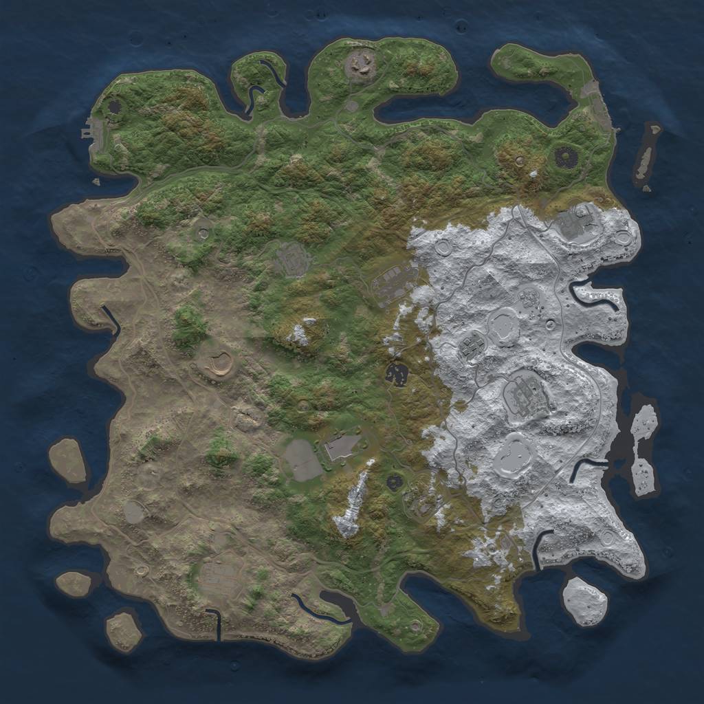 Rust Map: Procedural Map, Size: 4500, Seed: 3565923, 20 Monuments