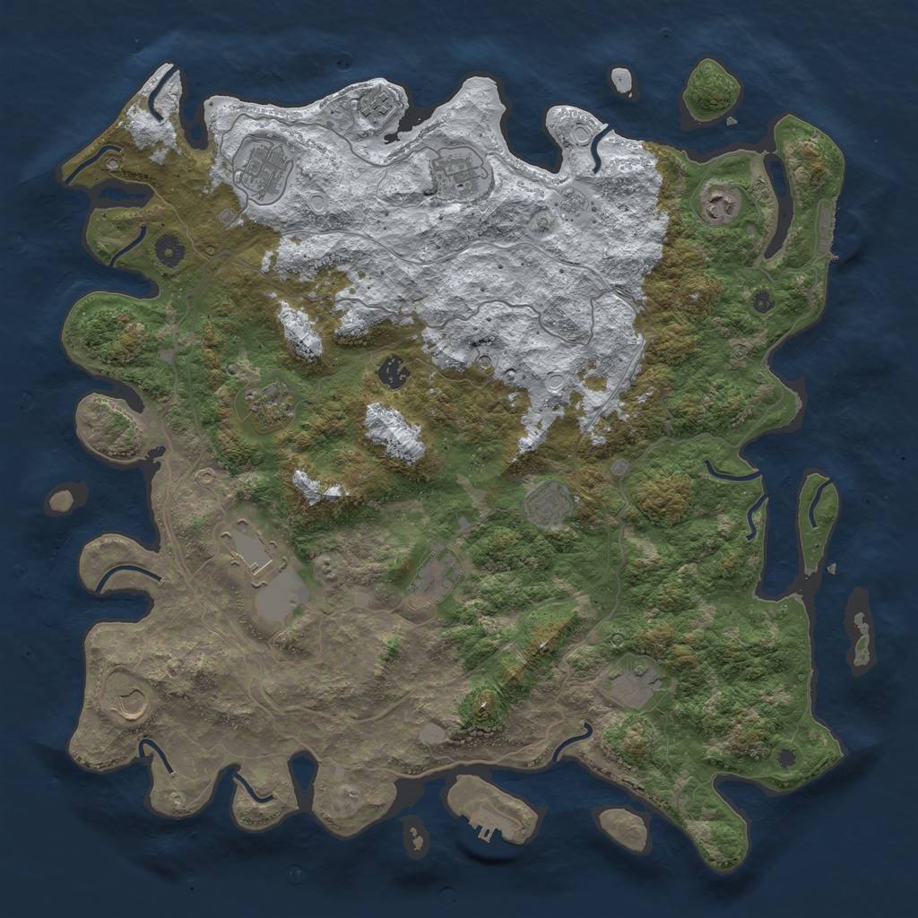 Rust Map: Procedural Map, Size: 4500, Seed: 5517005, 20 Monuments