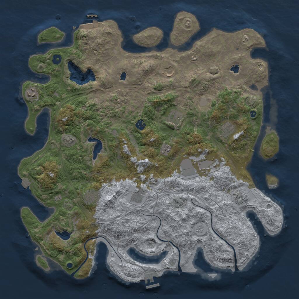 Rust Map: Procedural Map, Size: 4500, Seed: 5231135, 16 Monuments
