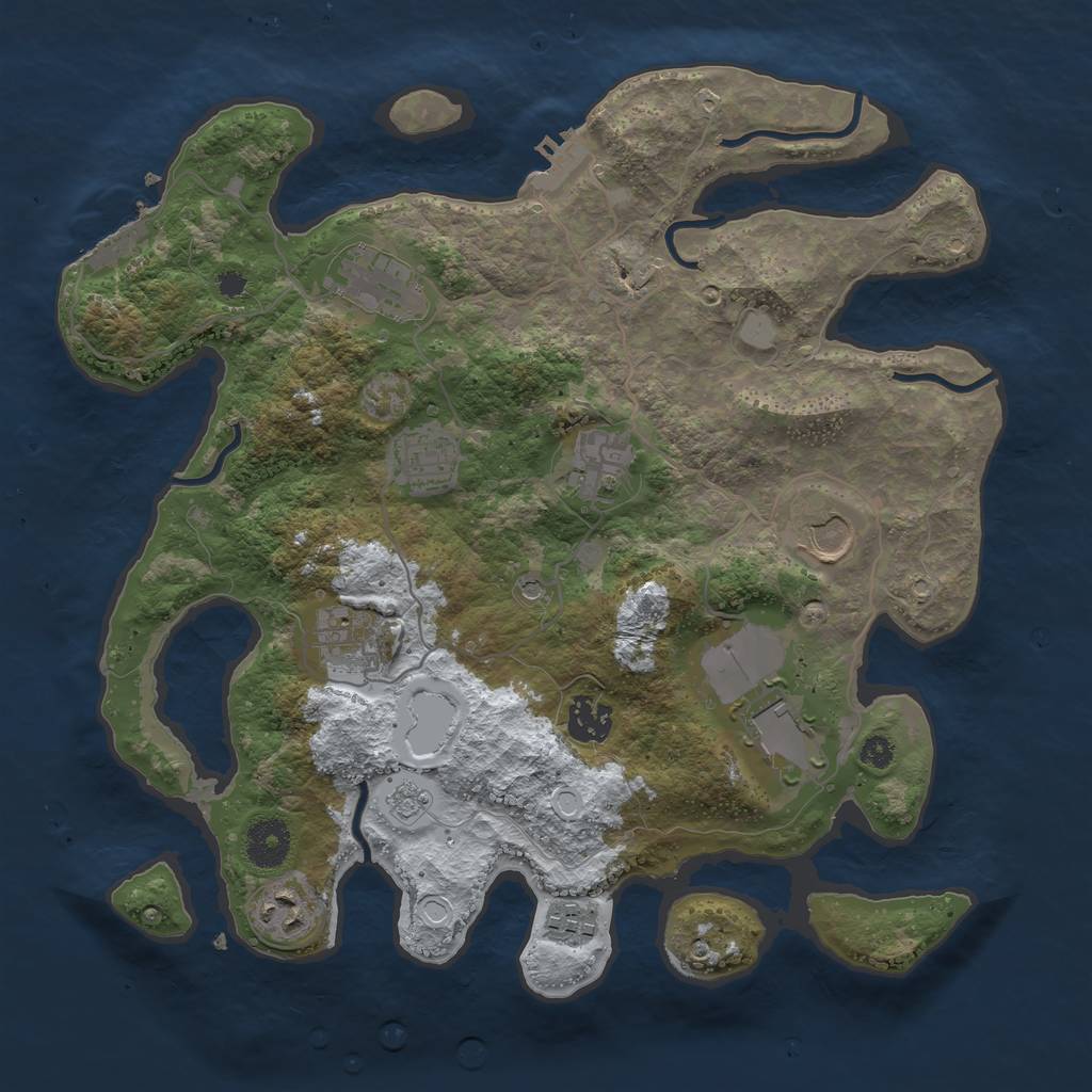 Rust Map: Procedural Map, Size: 3500, Seed: 774182, 18 Monuments