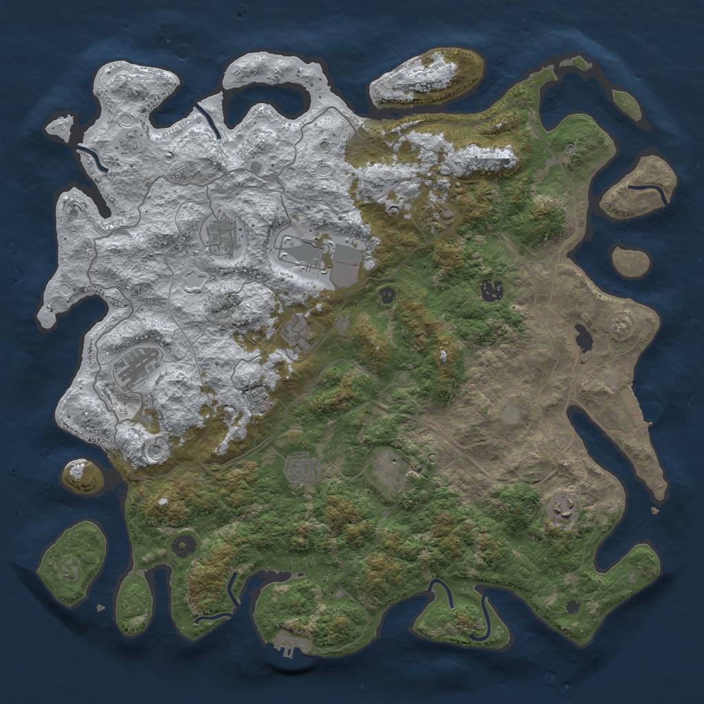 Rust Map: Procedural Map, Size: 4500, Seed: 1159210, 19 Monuments