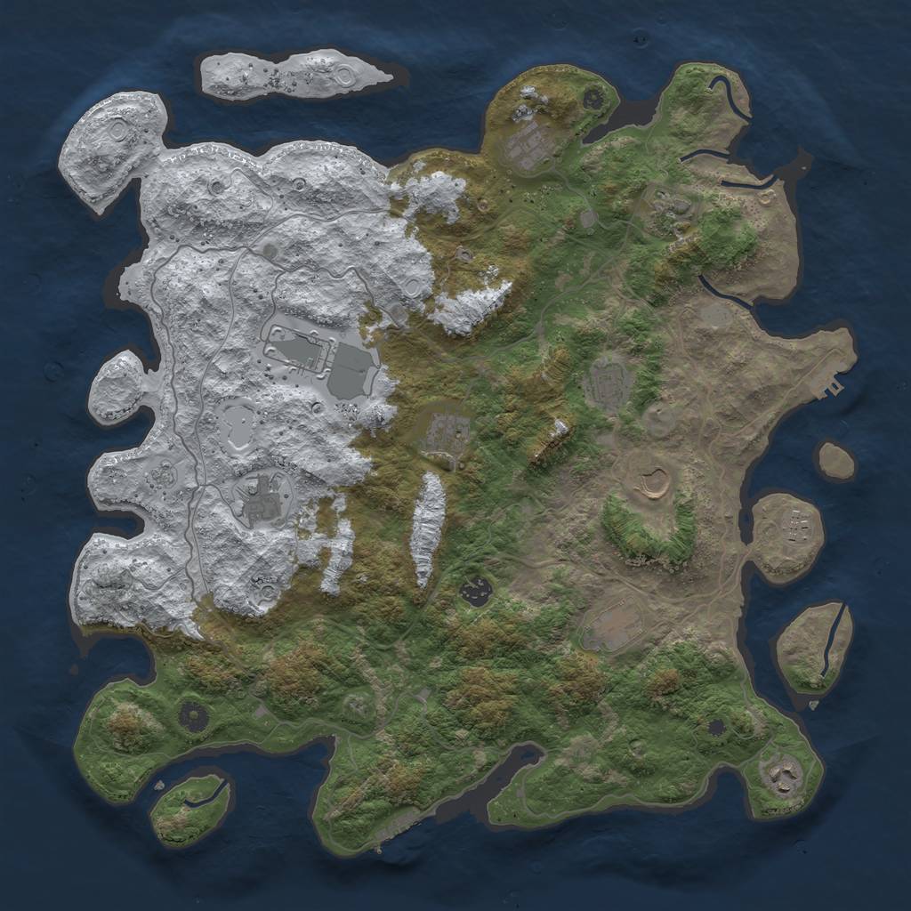 Rust Map: Procedural Map, Size: 4500, Seed: 2287504, 20 Monuments