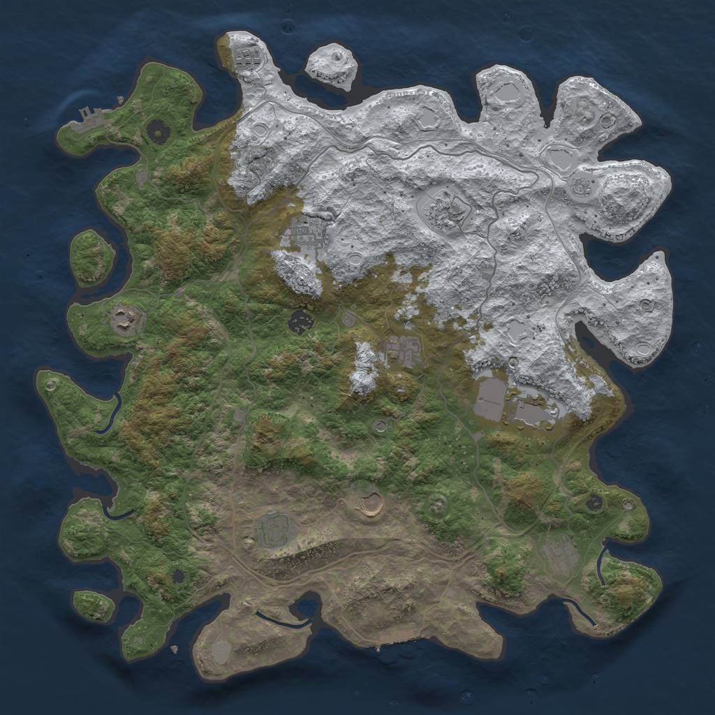 Rust Map: Procedural Map, Size: 4500, Seed: 4797355, 19 Monuments