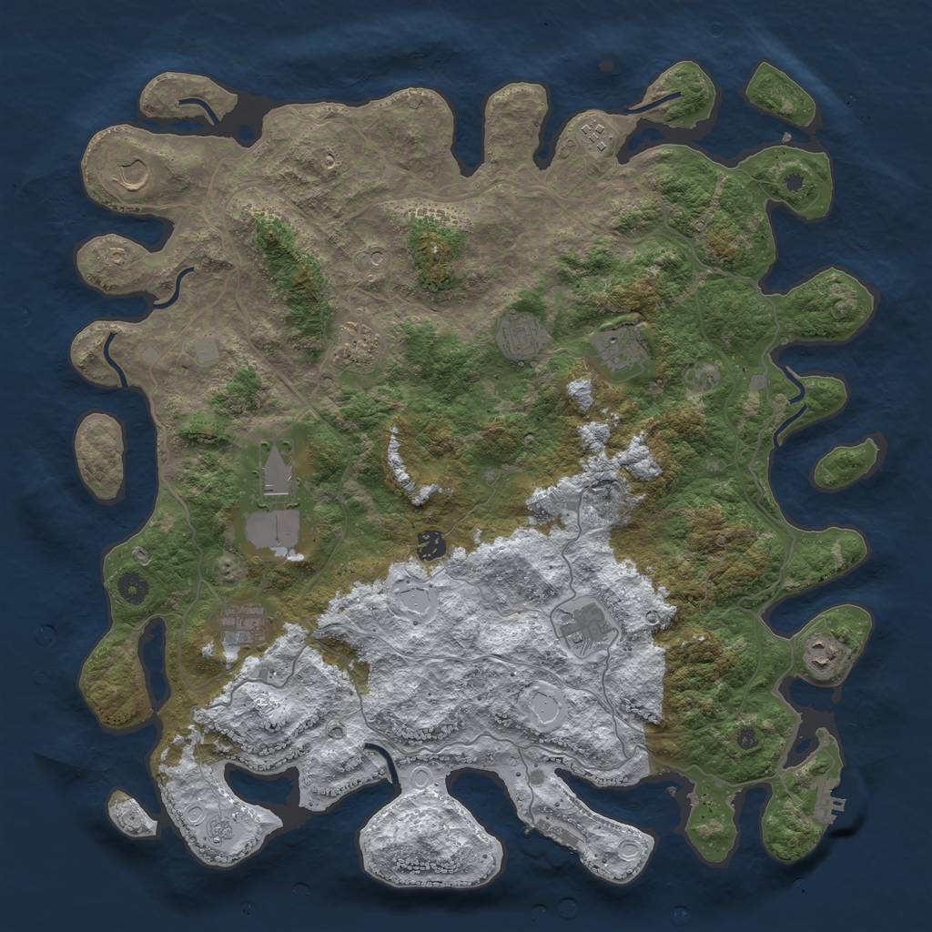 Rust Map: Procedural Map, Size: 4500, Seed: 3916657, 19 Monuments