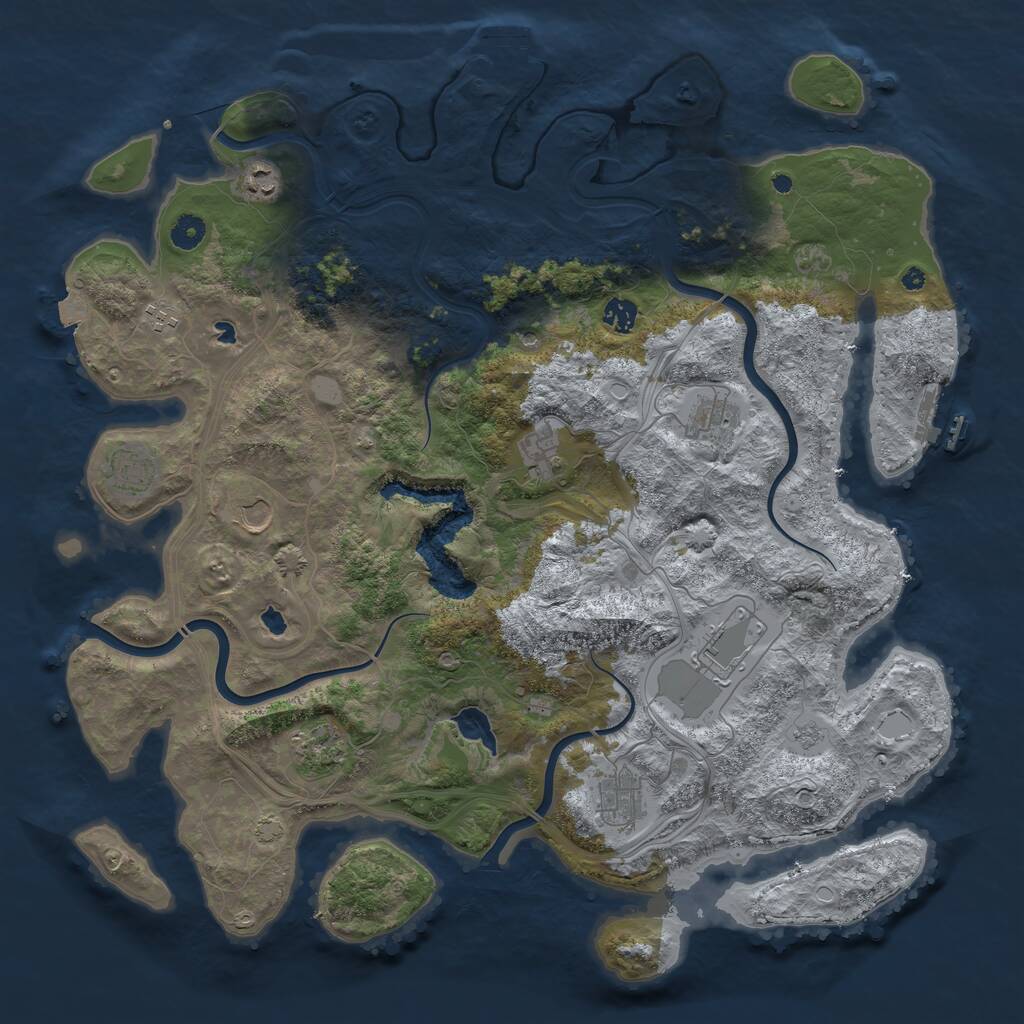 Rust Map: Procedural Map, Size: 4500, Seed: 2297972, 16 Monuments