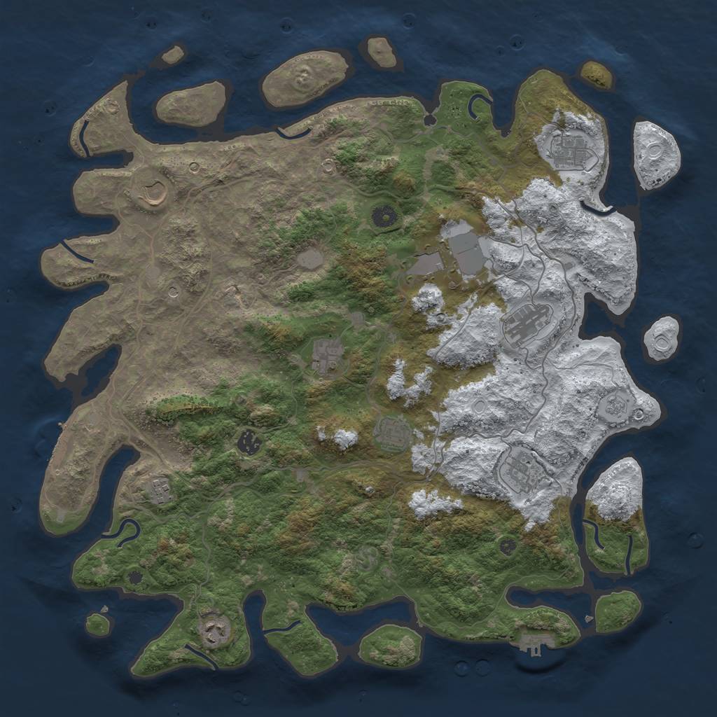 Rust Map: Procedural Map, Size: 4500, Seed: 3364263, 19 Monuments