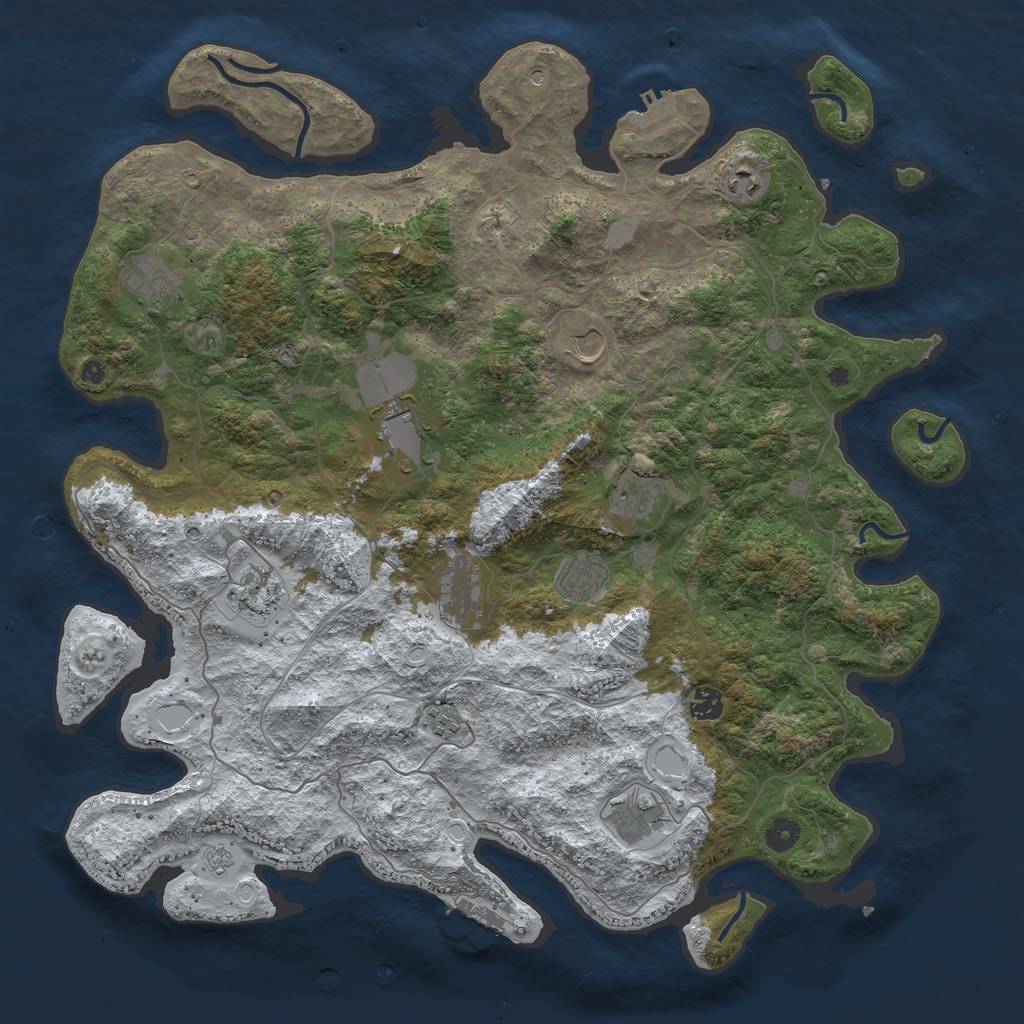 Rust Map: Procedural Map, Size: 4500, Seed: 6024300, 20 Monuments