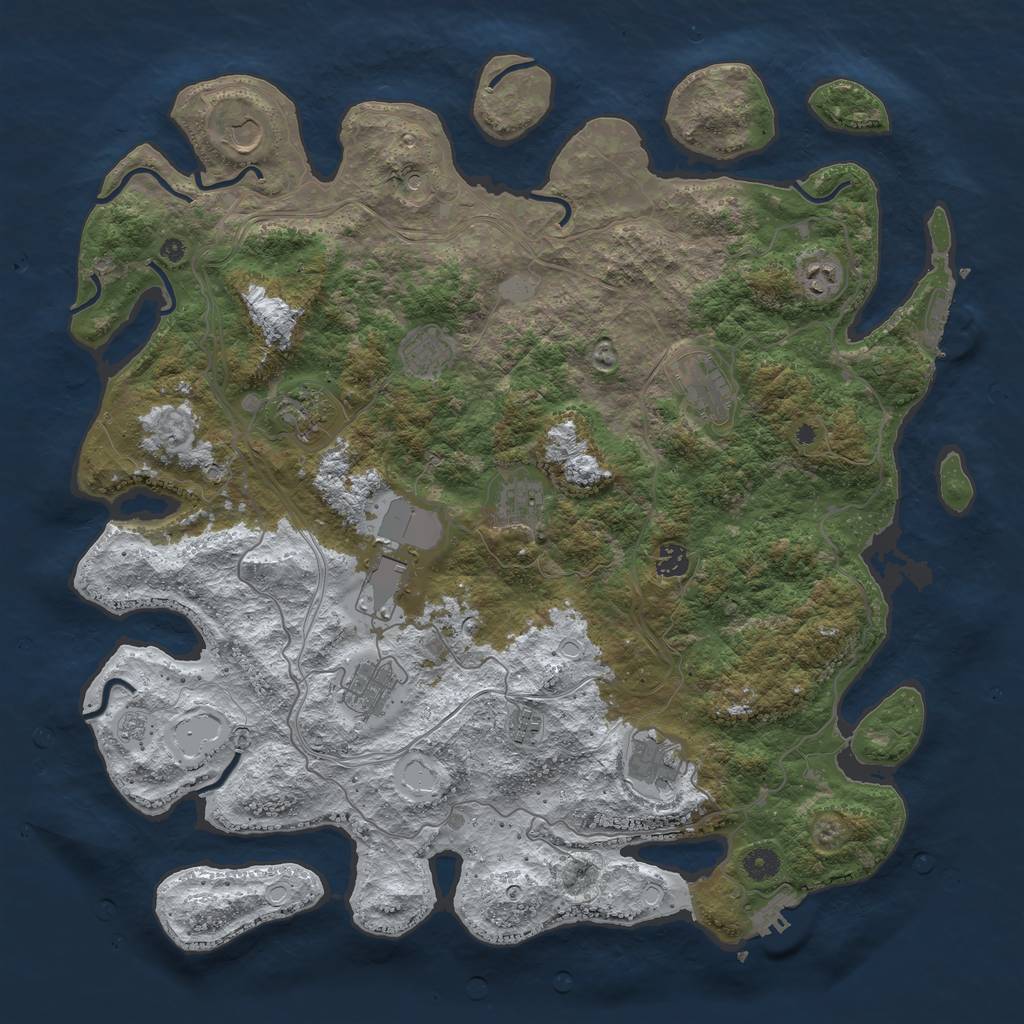 Rust Map: Procedural Map, Size: 4500, Seed: 1563217, 20 Monuments