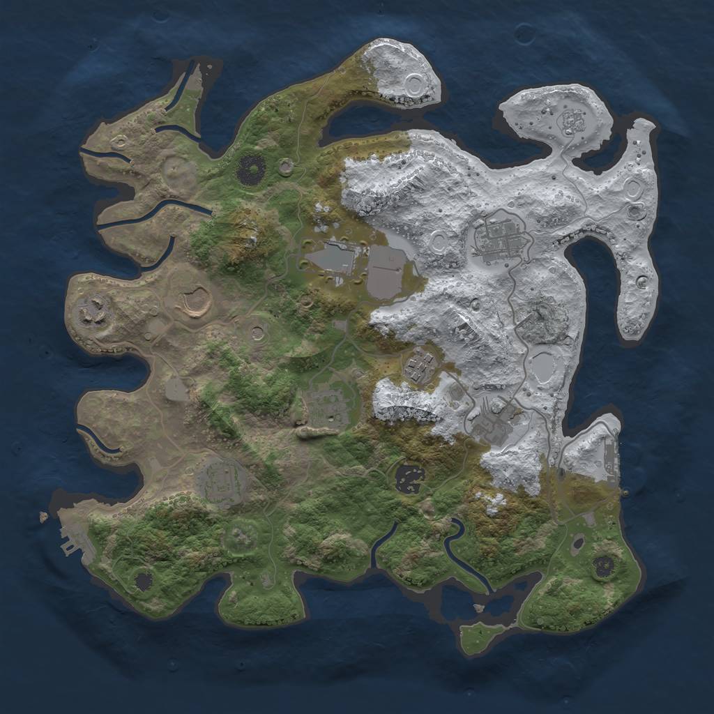 Rust Map: Procedural Map, Size: 3500, Seed: 1351710673, 18 Monuments