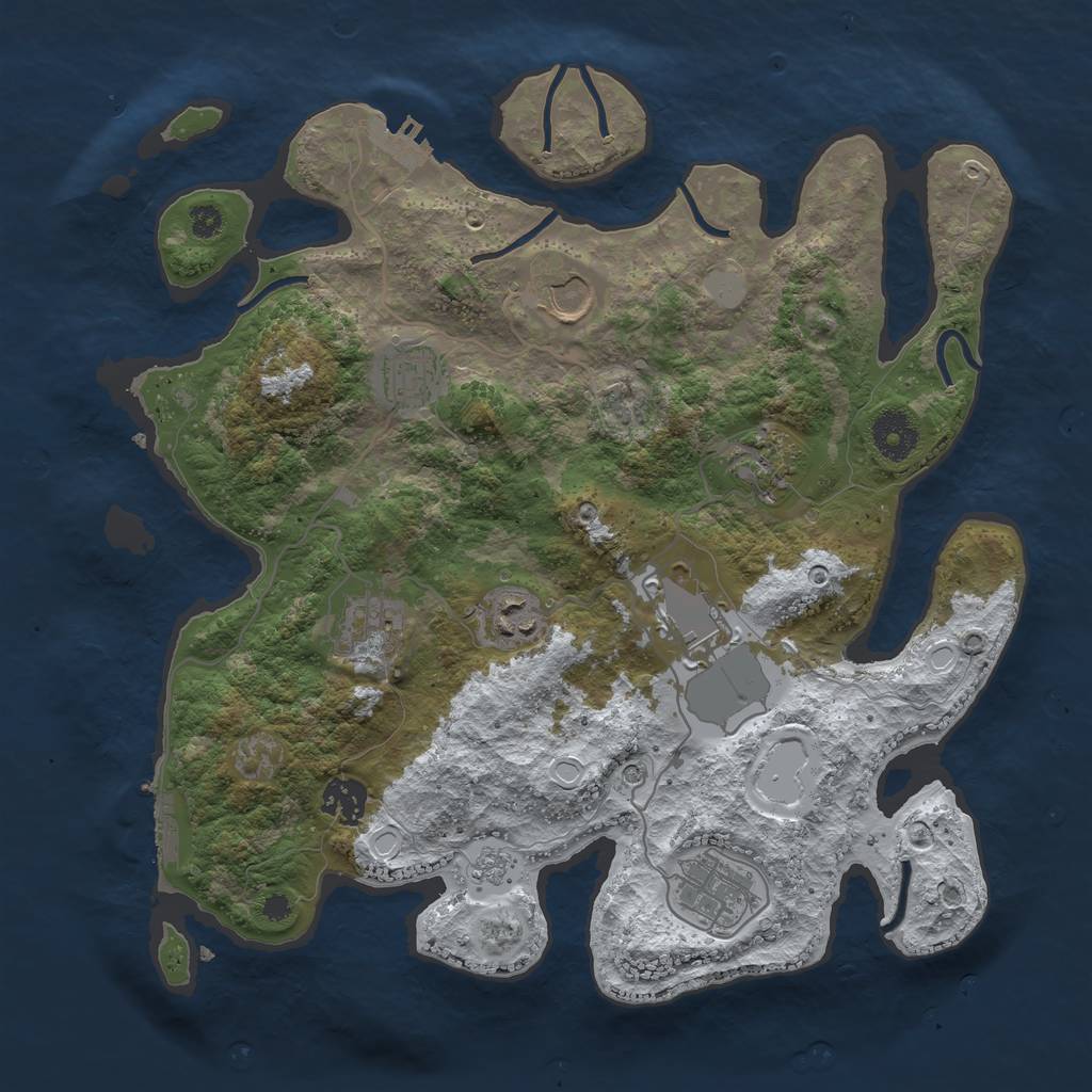 Rust Map: Procedural Map, Size: 3500, Seed: 841405770, 17 Monuments