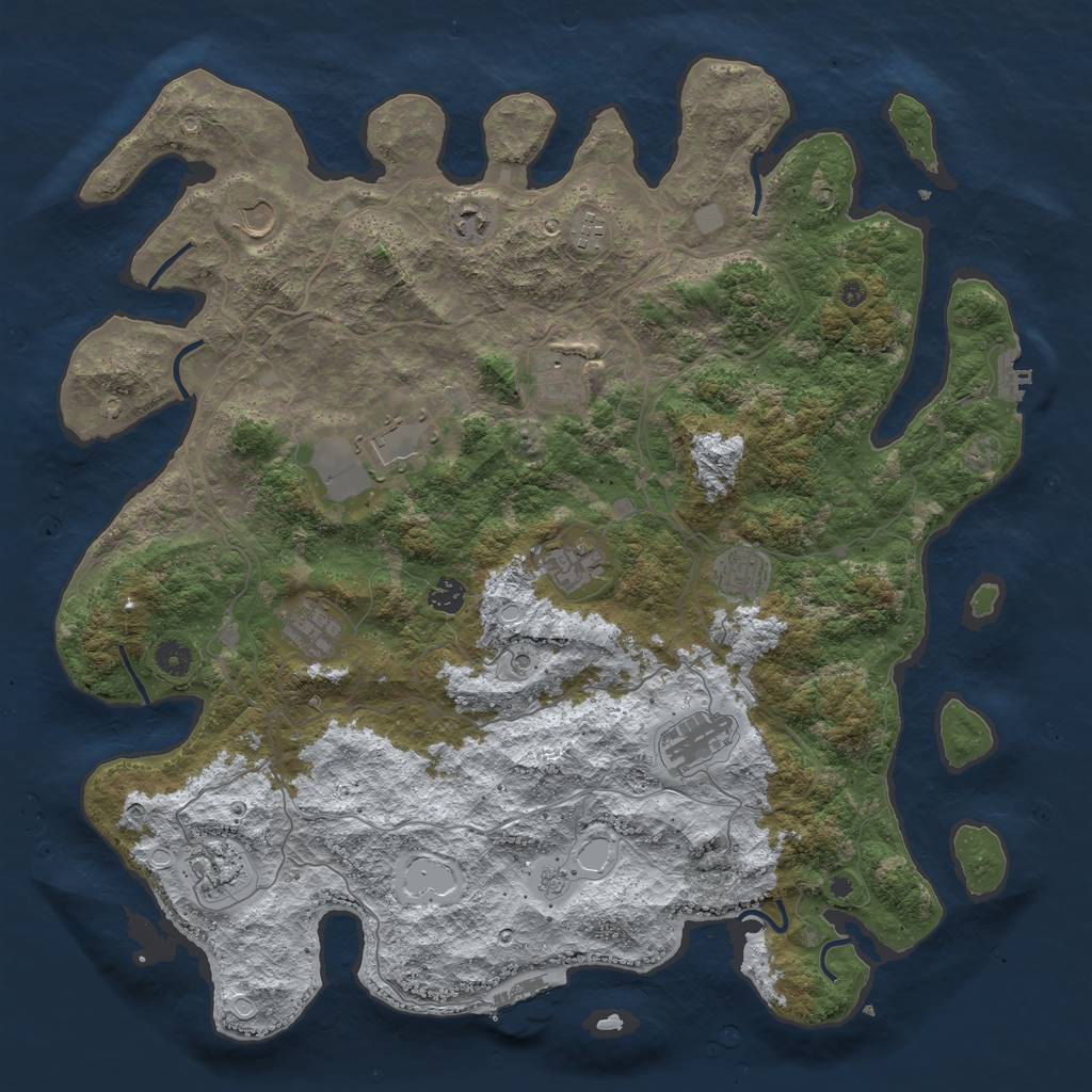 Rust Map: Procedural Map, Size: 4500, Seed: 5107762, 20 Monuments