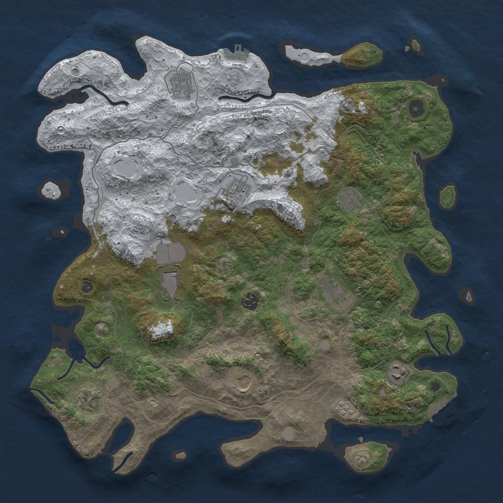 Rust Map: Procedural Map, Size: 4500, Seed: 1090575, 19 Monuments