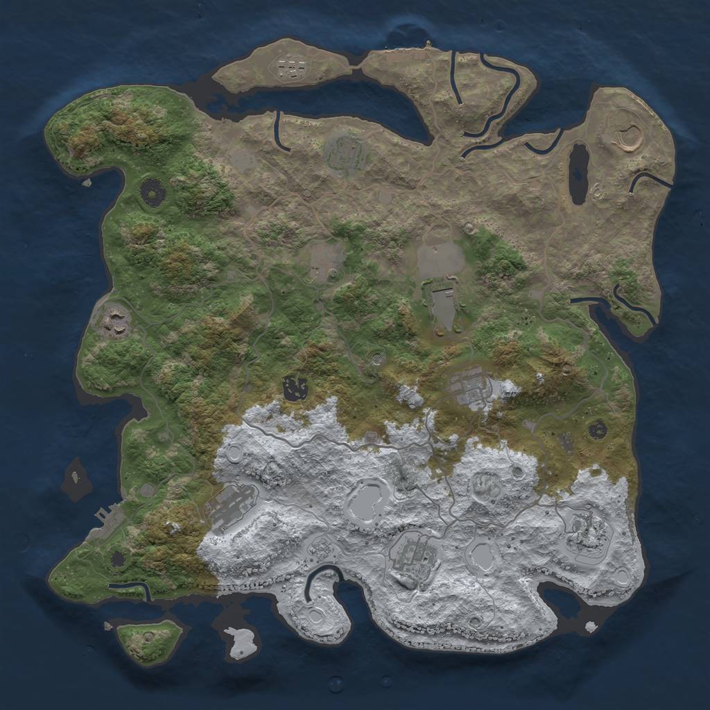 Rust Map: Procedural Map, Size: 4000, Seed: 80924, 20 Monuments