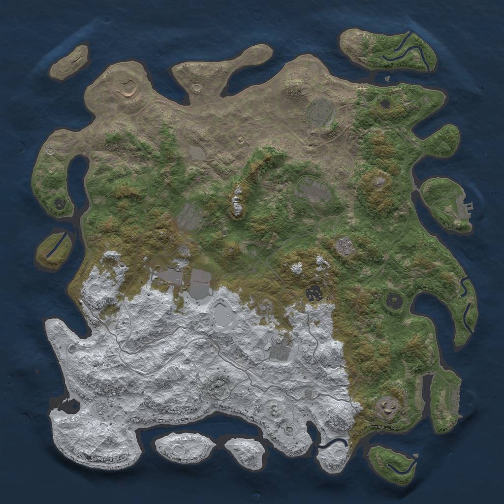 Rust Map: Procedural Map, Size: 4500, Seed: 2942025, 18 Monuments