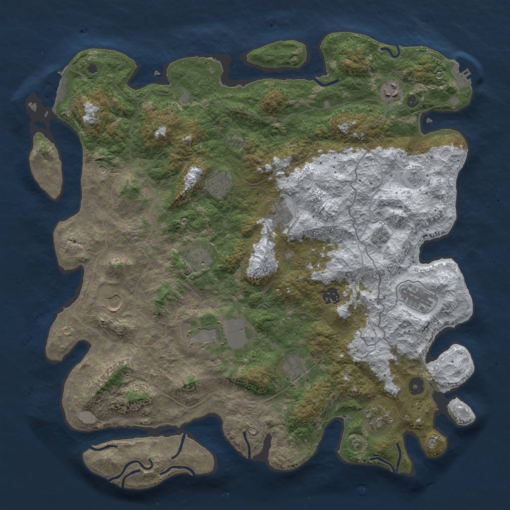 Rust Map: Procedural Map, Size: 4500, Seed: 5207425, 20 Monuments