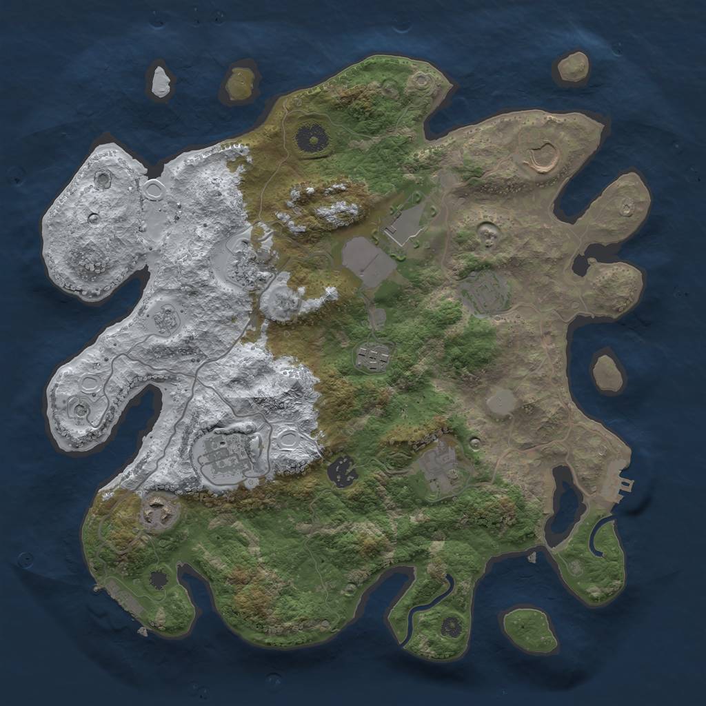 Rust Map: Procedural Map, Size: 3500, Seed: 2439537, 18 Monuments