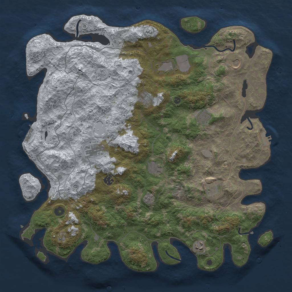 Rust Map: Procedural Map, Size: 4500, Seed: 1315039, 19 Monuments