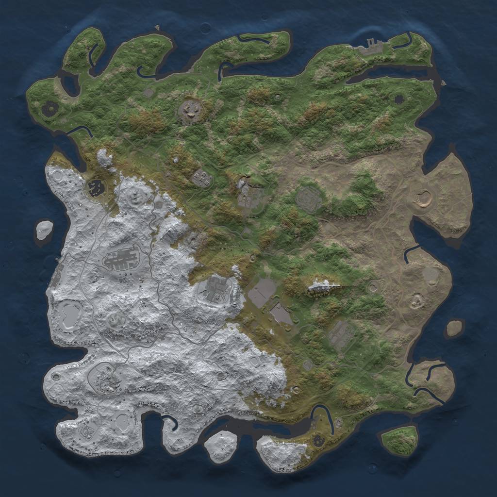 Rust Map: Procedural Map, Size: 4500, Seed: 695092, 20 Monuments