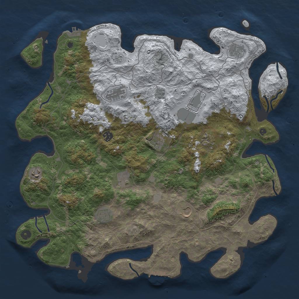 Rust Map: Procedural Map, Size: 4500, Seed: 1304191, 20 Monuments