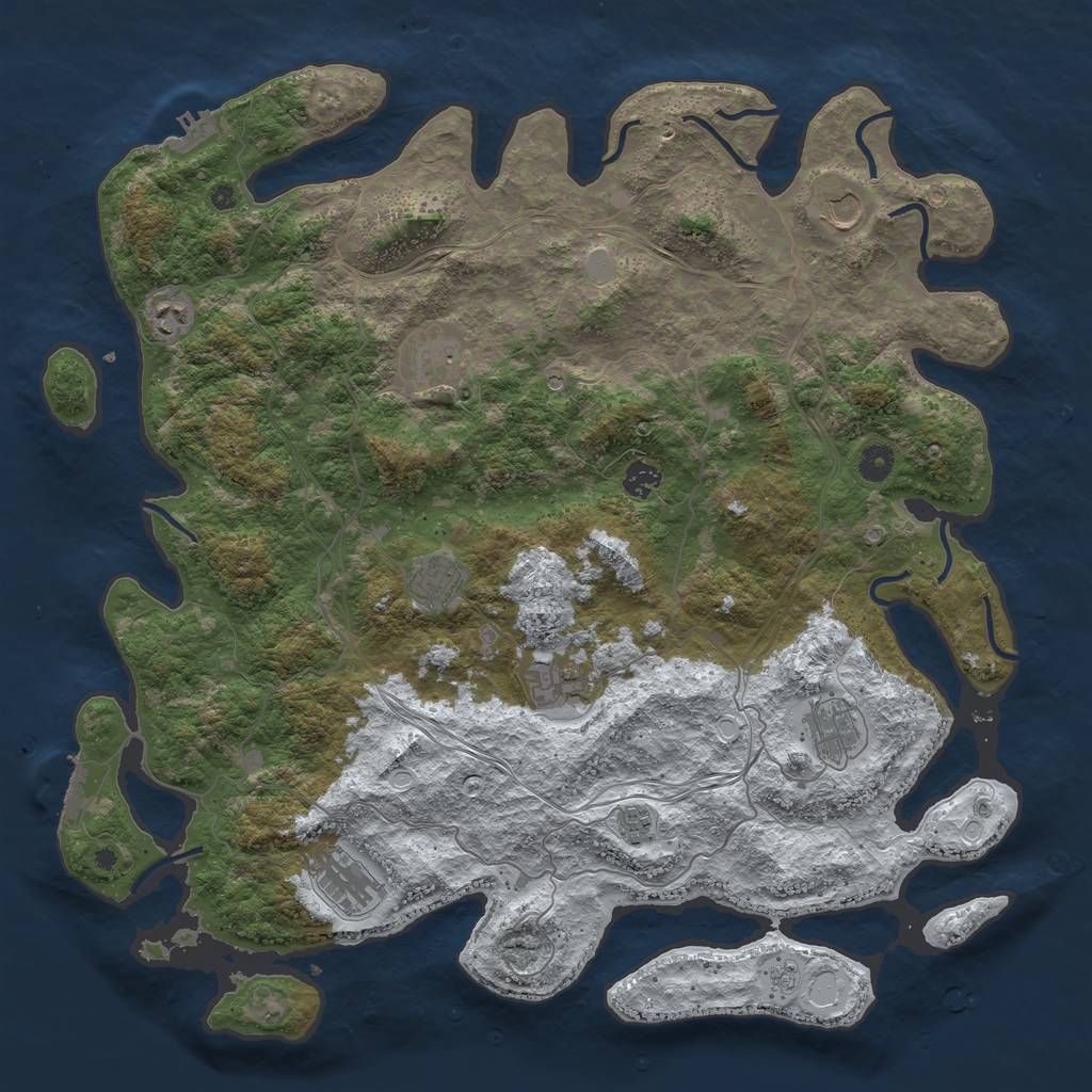 Rust Map: Procedural Map, Size: 4500, Seed: 974269, 18 Monuments
