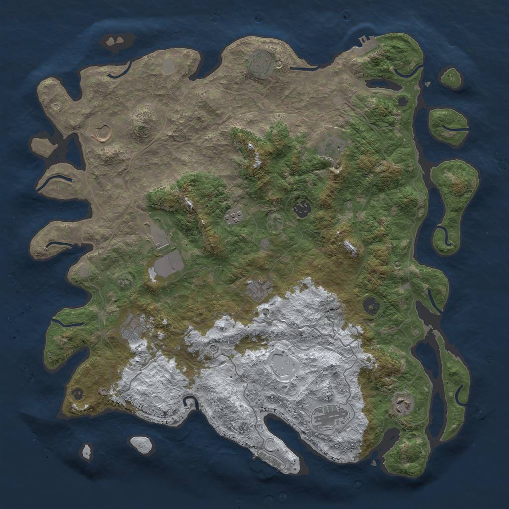 Rust Map: Procedural Map, Size: 4500, Seed: 2730104, 19 Monuments