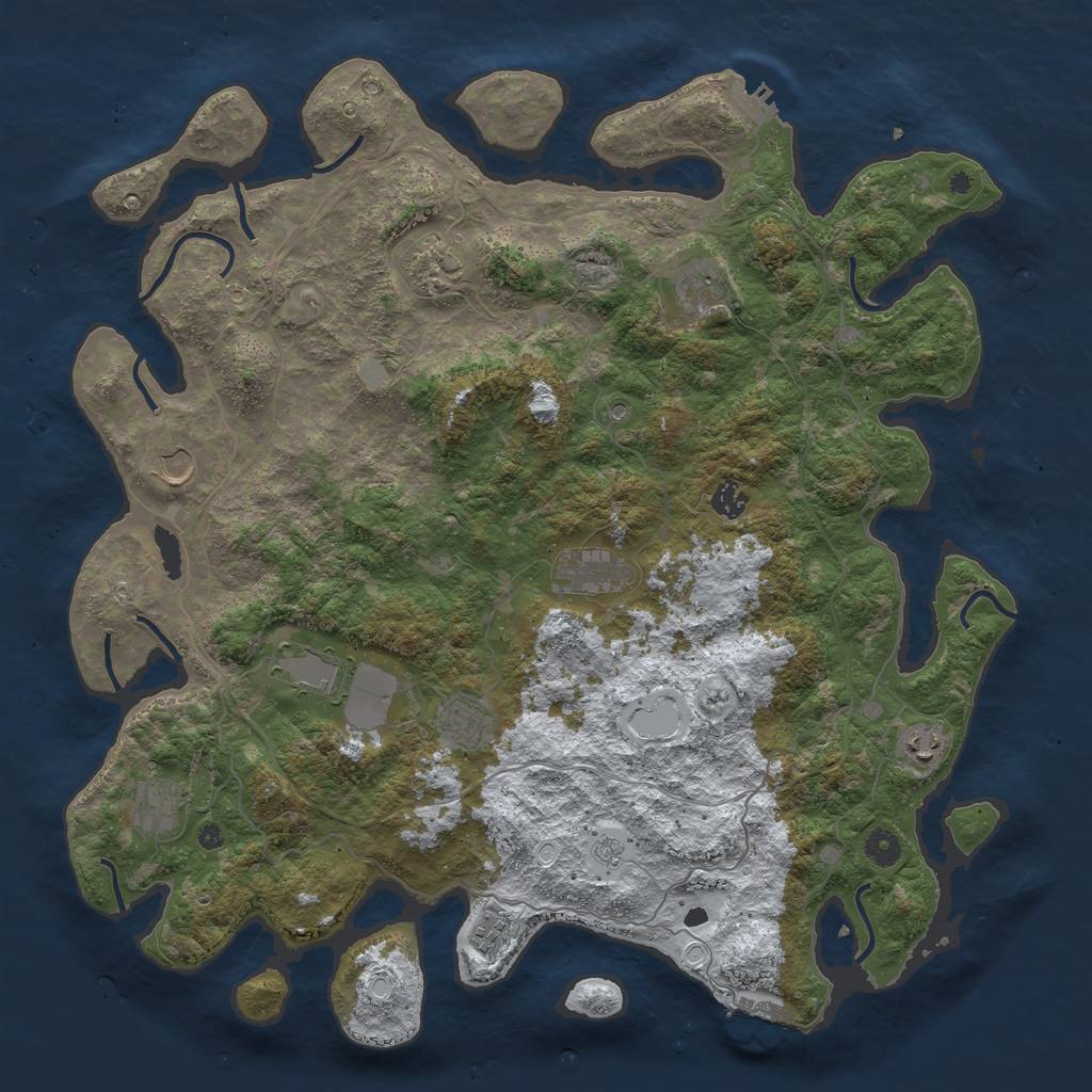 Rust Map: Procedural Map, Size: 4500, Seed: 3787614, 19 Monuments