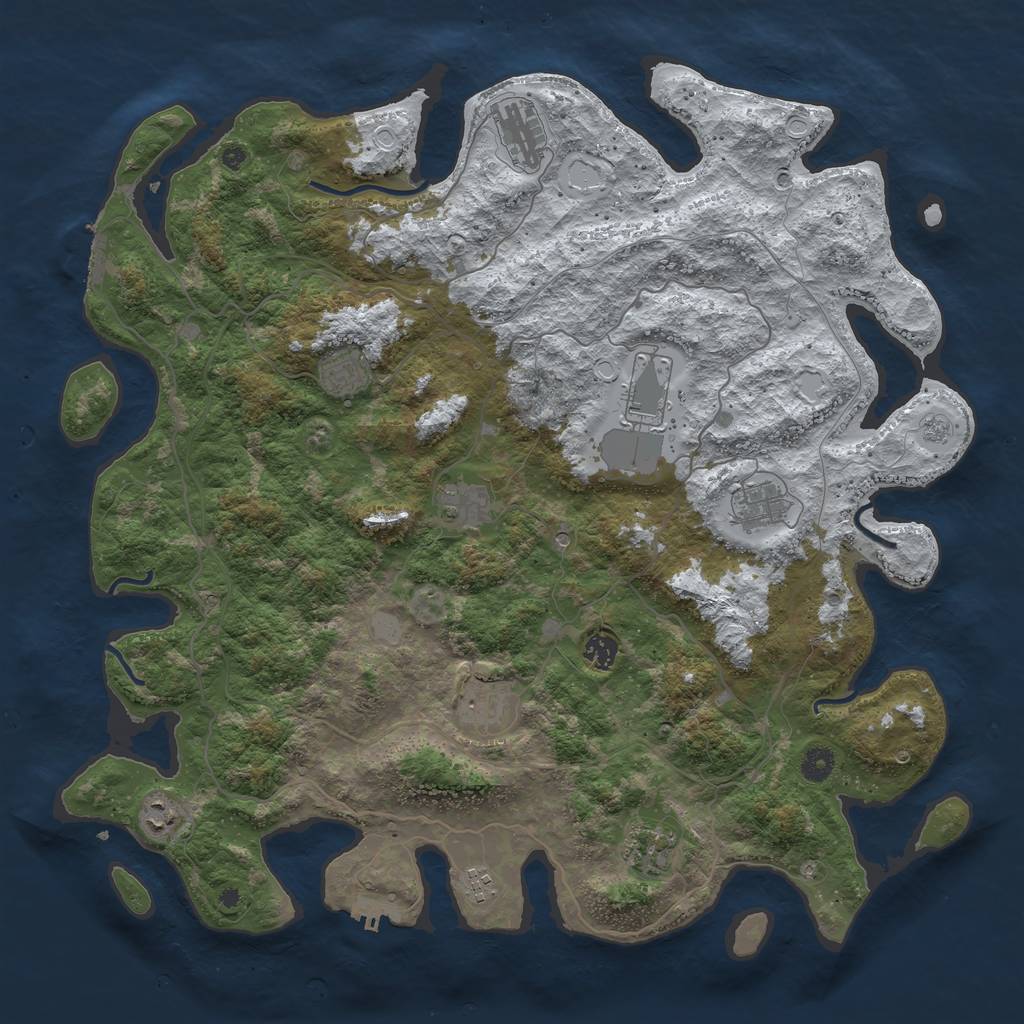 Rust Map: Procedural Map, Size: 4500, Seed: 381308, 19 Monuments