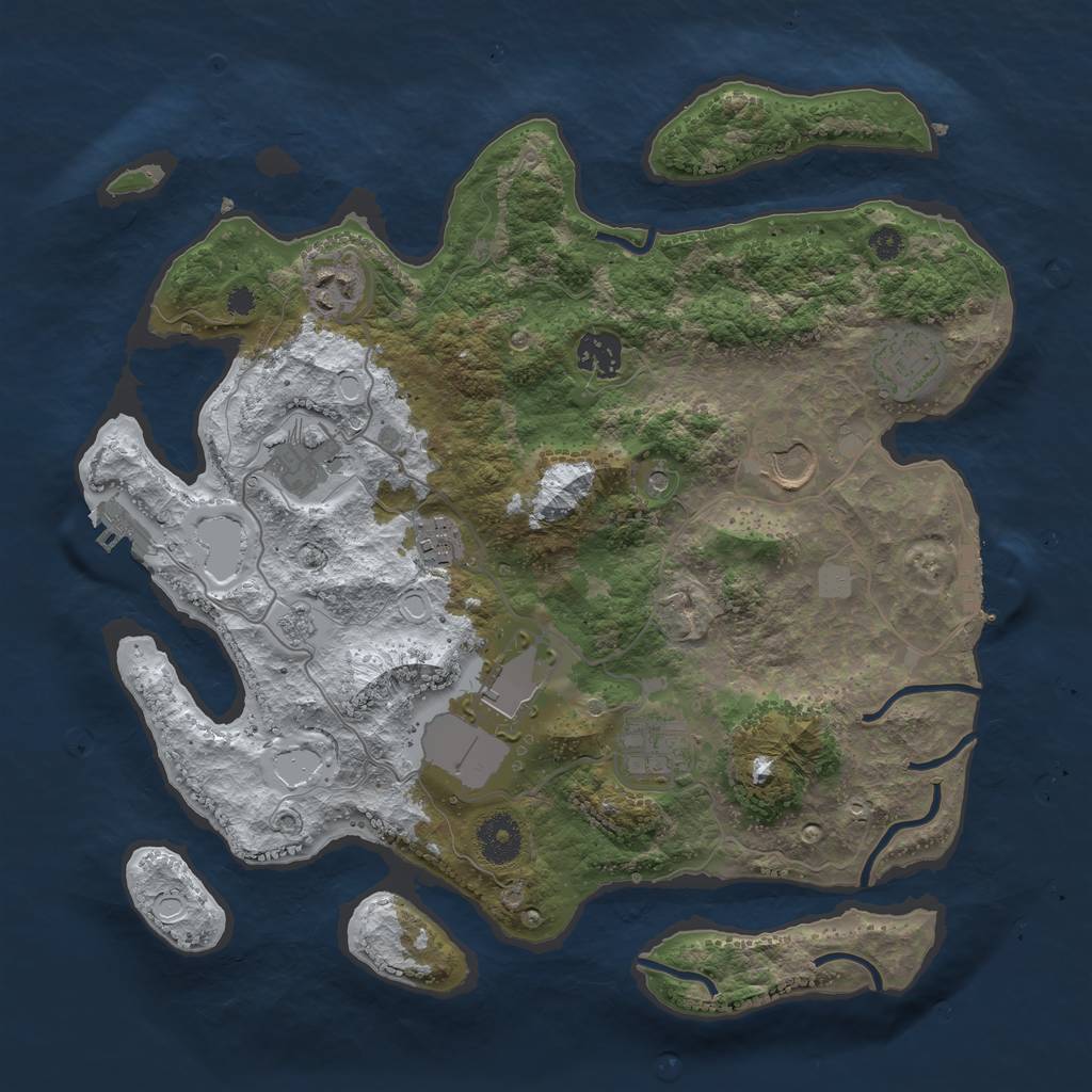 Rust Map: Procedural Map, Size: 3500, Seed: 84684612, 17 Monuments