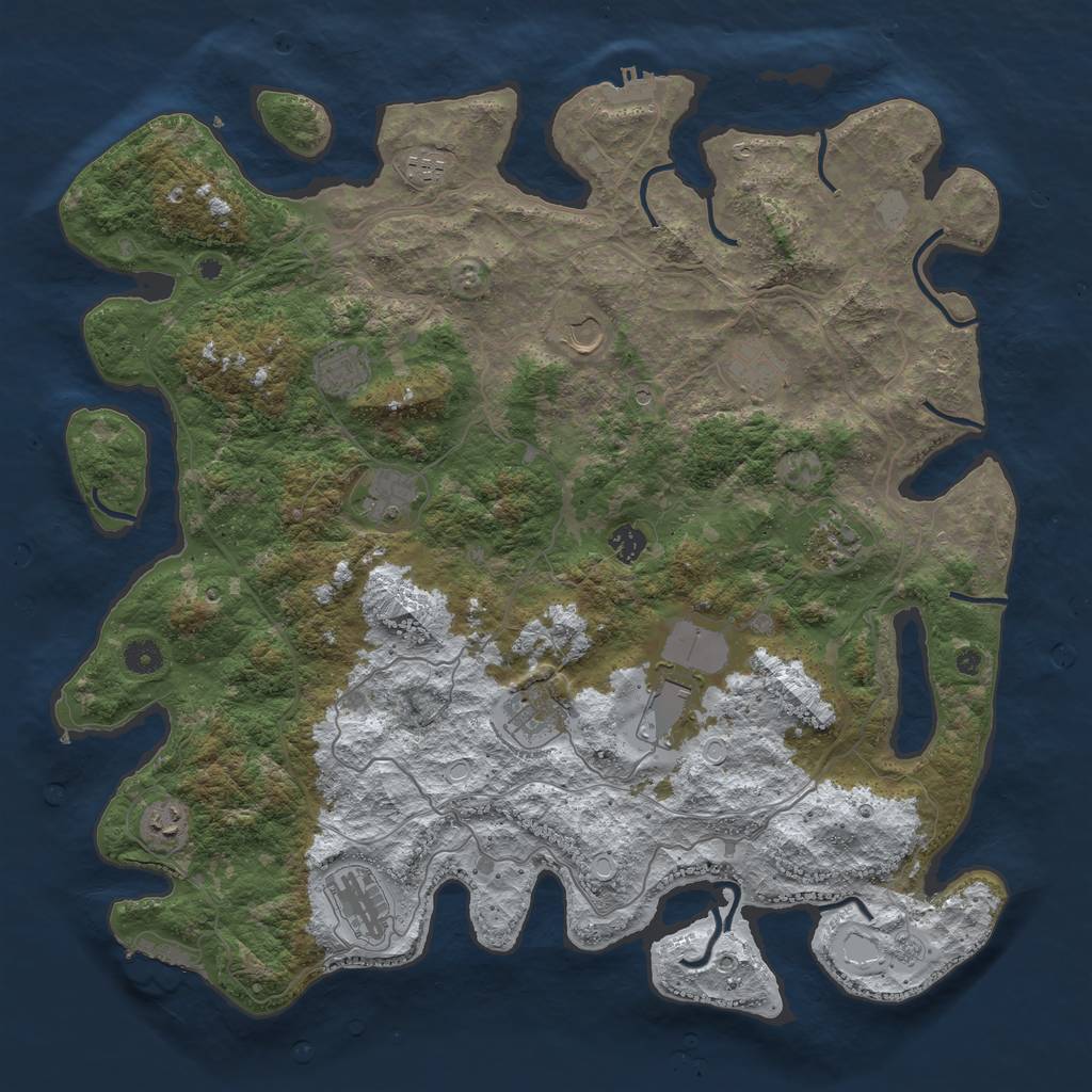 Rust Map: Procedural Map, Size: 4500, Seed: 2074327, 20 Monuments