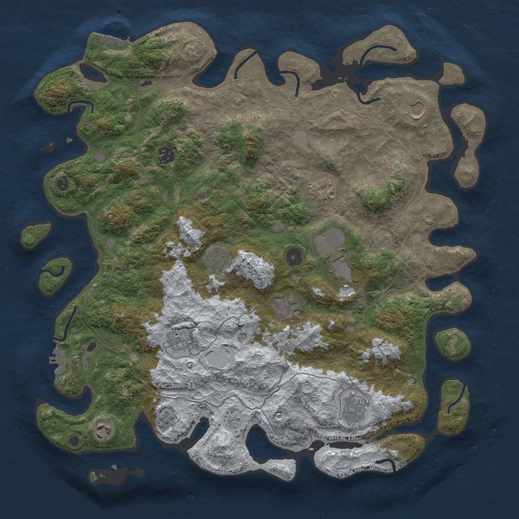 Rust Map: Procedural Map, Size: 4500, Seed: 593199, 19 Monuments