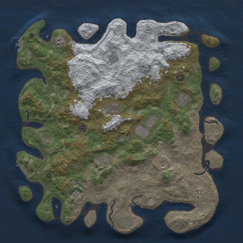 Rust Map: Procedural Map, Size: 4500, Seed: 2066745, 20 Monuments