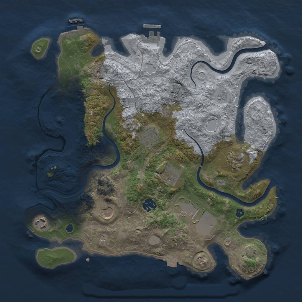 Rust Map: Procedural Map, Size: 3500, Seed: 302137710, 14 Monuments