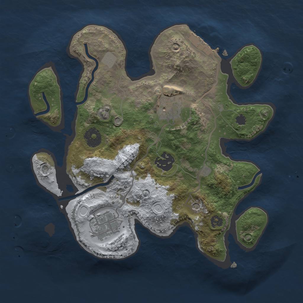 Rust Map: Procedural Map, Size: 2500, Seed: 5244, 10 Monuments