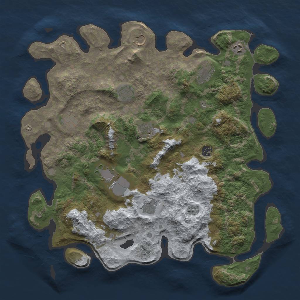 Rust Map: Barren, Size: 4250, Seed: 403062865, 13 Monuments