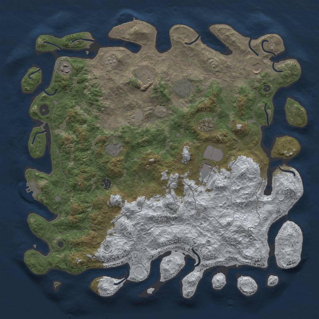 Rust Map: Procedural Map, Size: 4500, Seed: 4251582, 18 Monuments